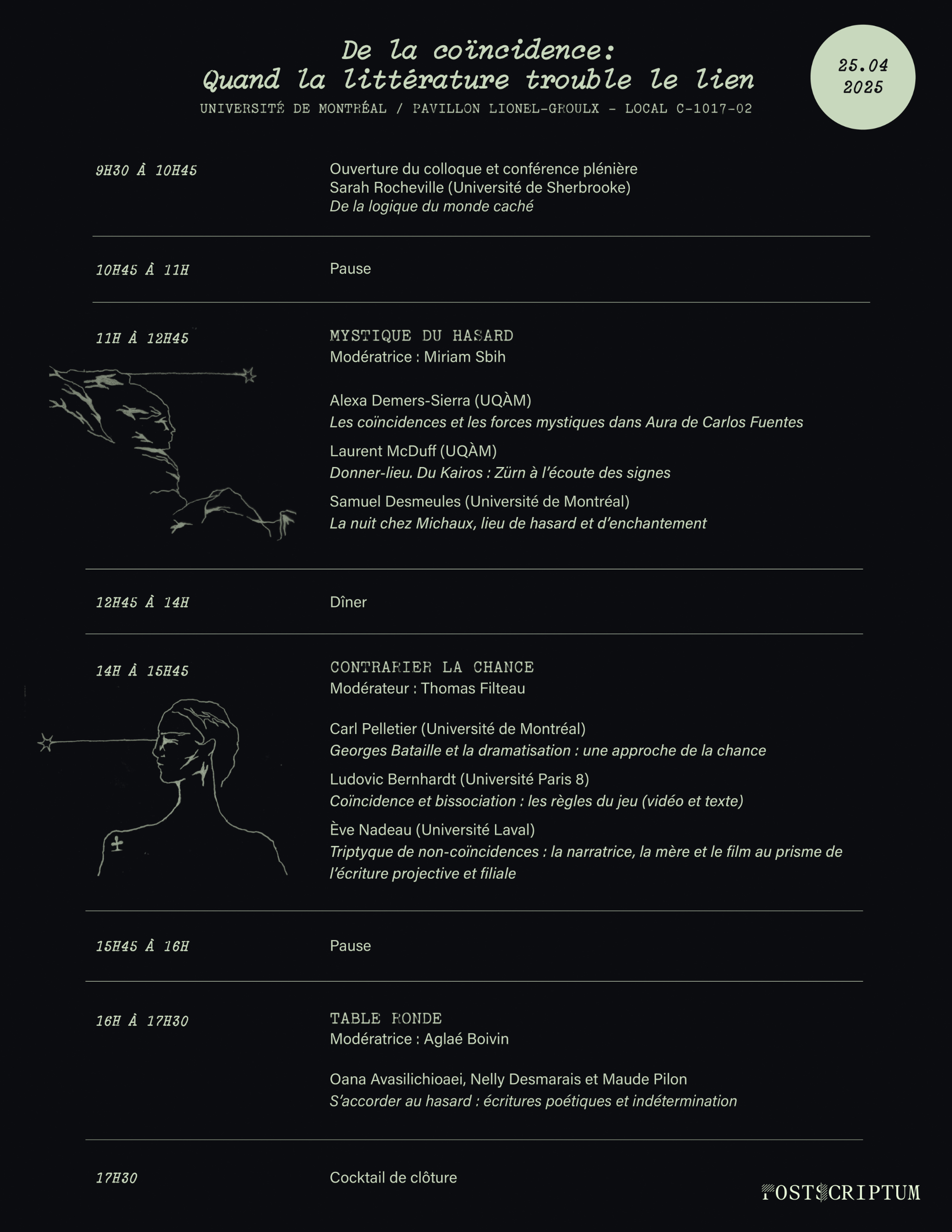 Programmation du colloque De la coïncidence : Quand la littérature trouble le lien