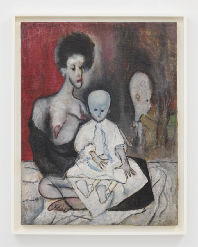 Tableau d'Alice Neel représentant une femme tenant un enfant sur ses genoux.